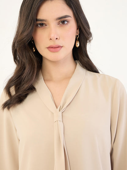 Martine Tie Detail Top -Light Beige