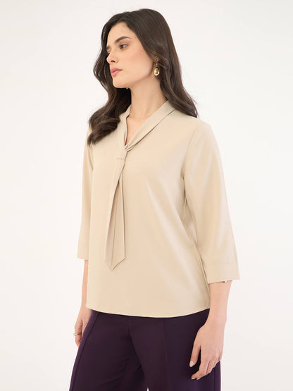 Martine Tie Detail Top -Light Beige