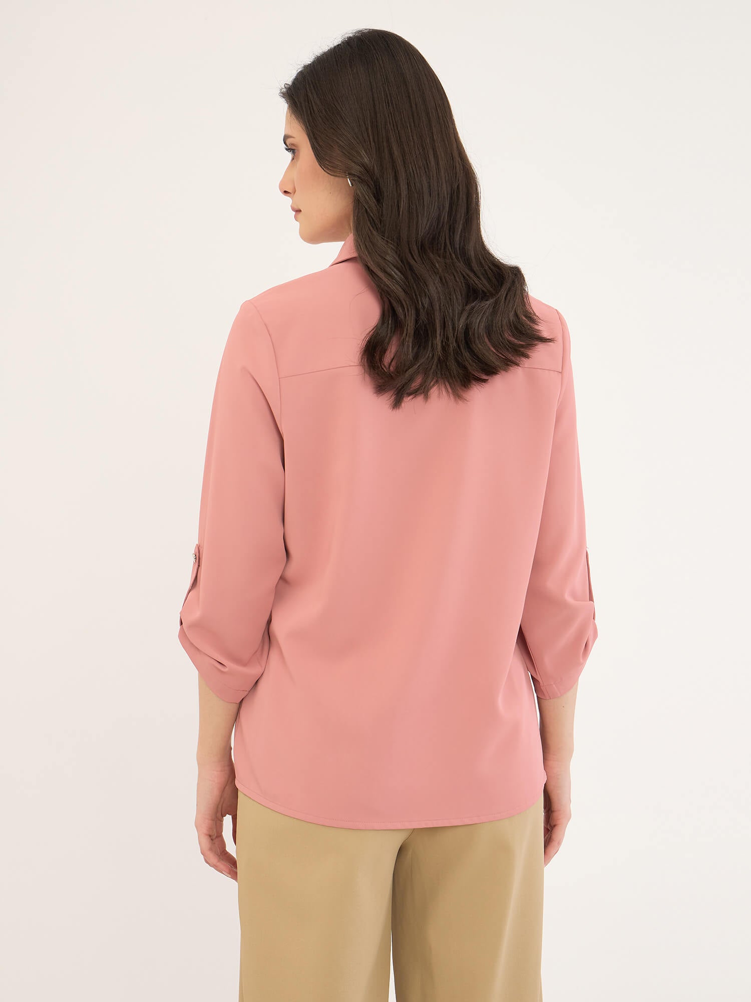 Payton Sleeve Tab Detail Top -Rose Tan