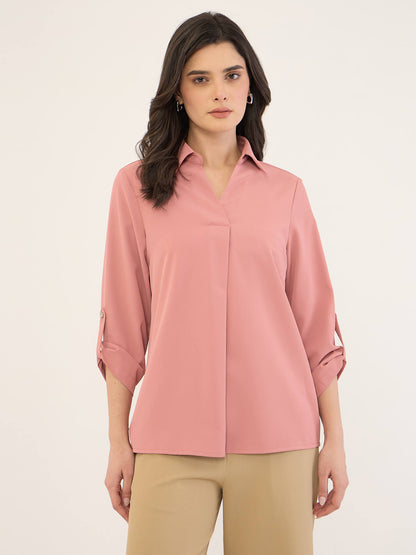 Payton Sleeve Tab Detail Top -Rose Tan