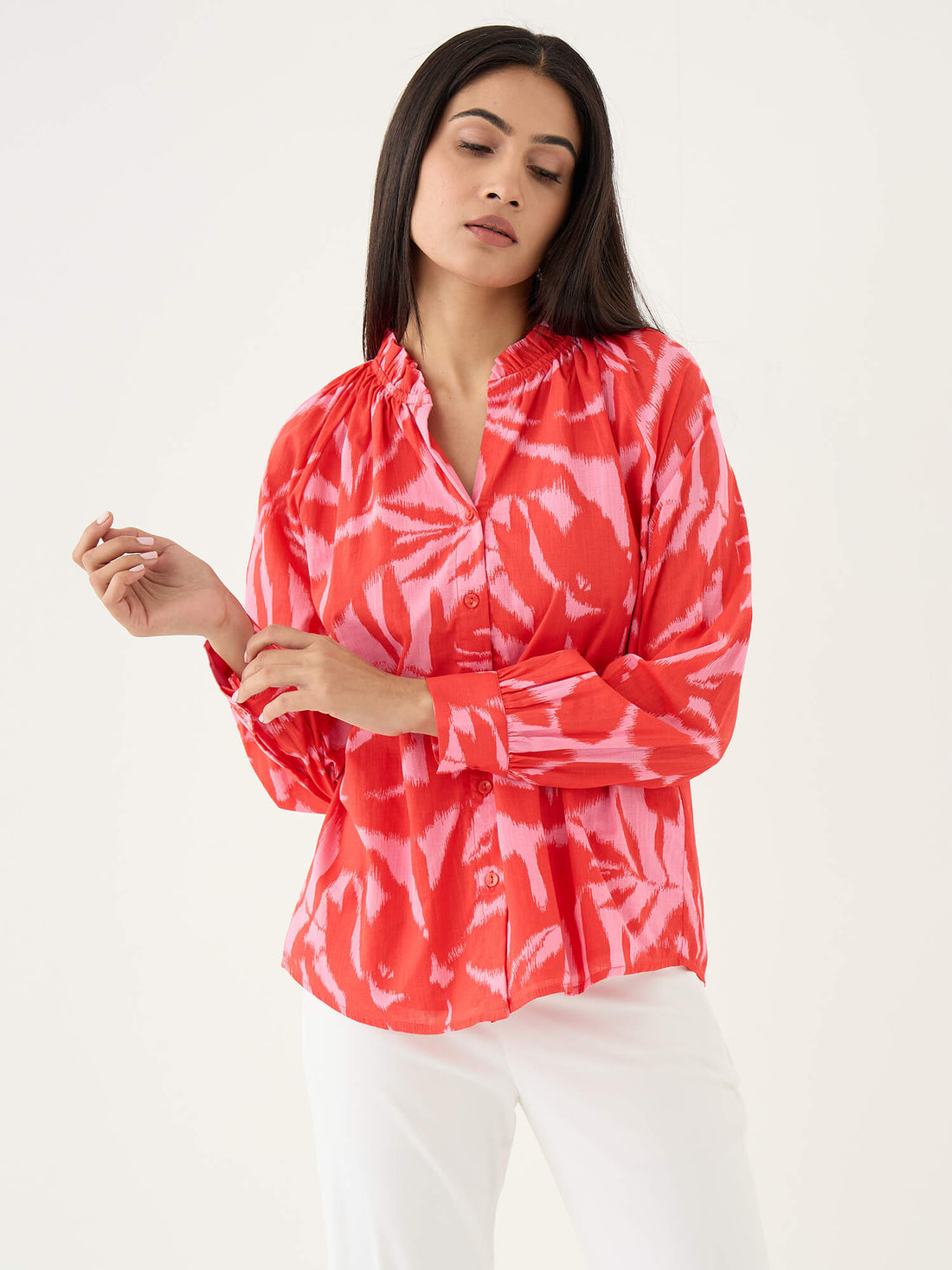 Ambril Relaxed Fit Buttondown Top-Multi