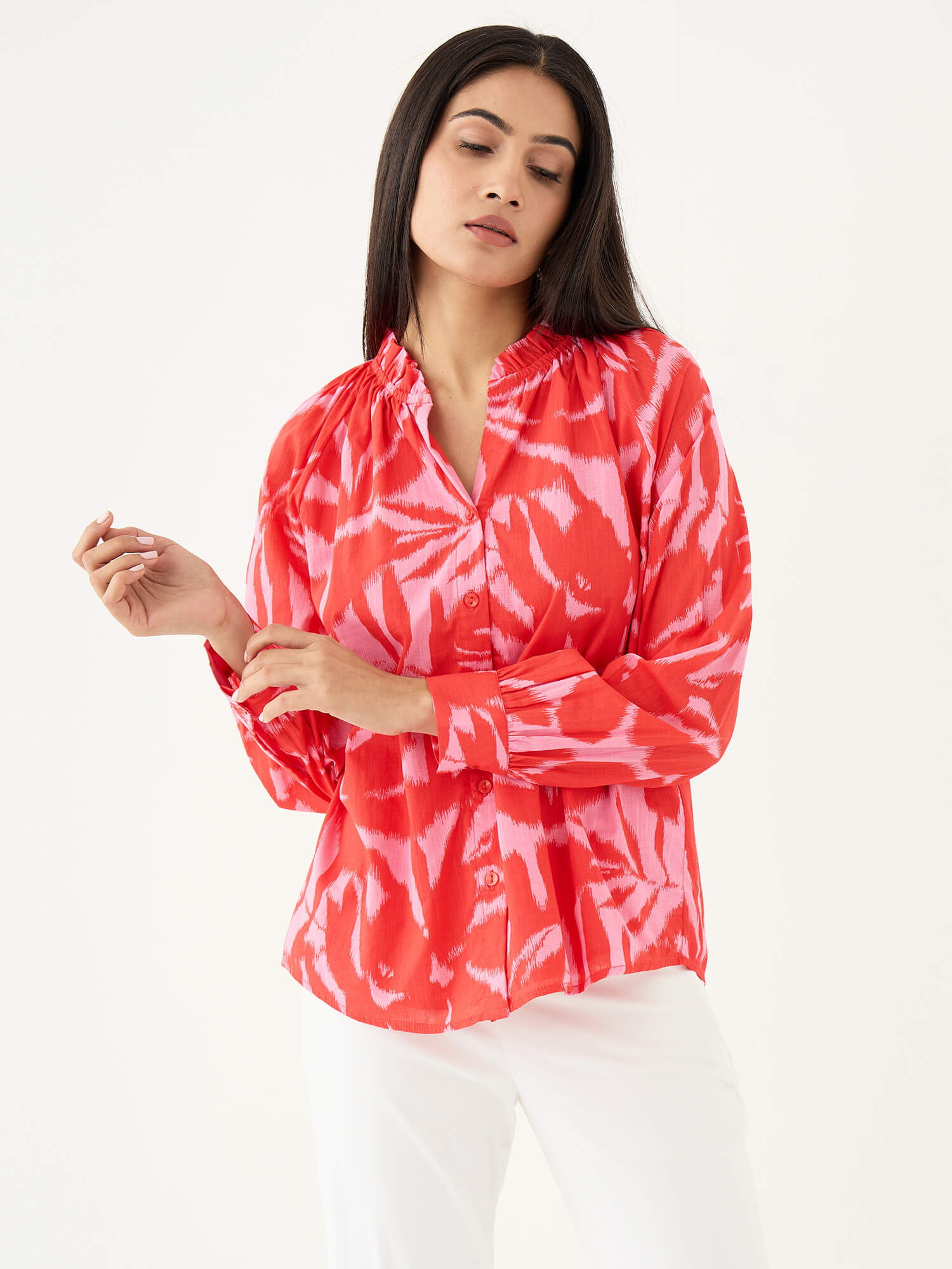 Ambril Relaxed Fit Buttondown Top-Multi