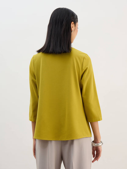 Intuition Cowl Neck Top -Chartreuse