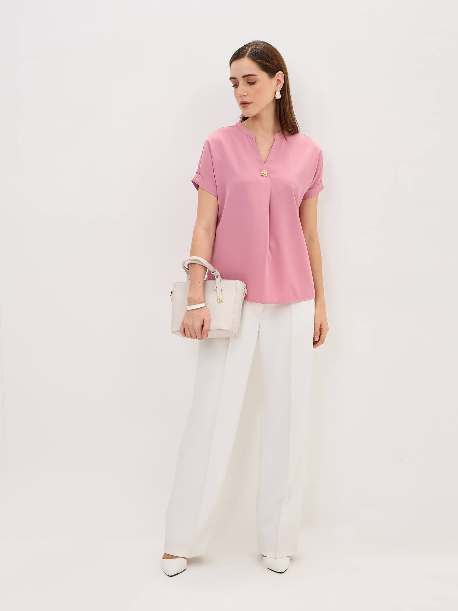 Sandra Drop Shoulder Top-Pink