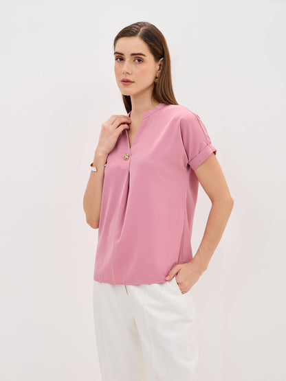 Sandra Drop Shoulder Top-Pink