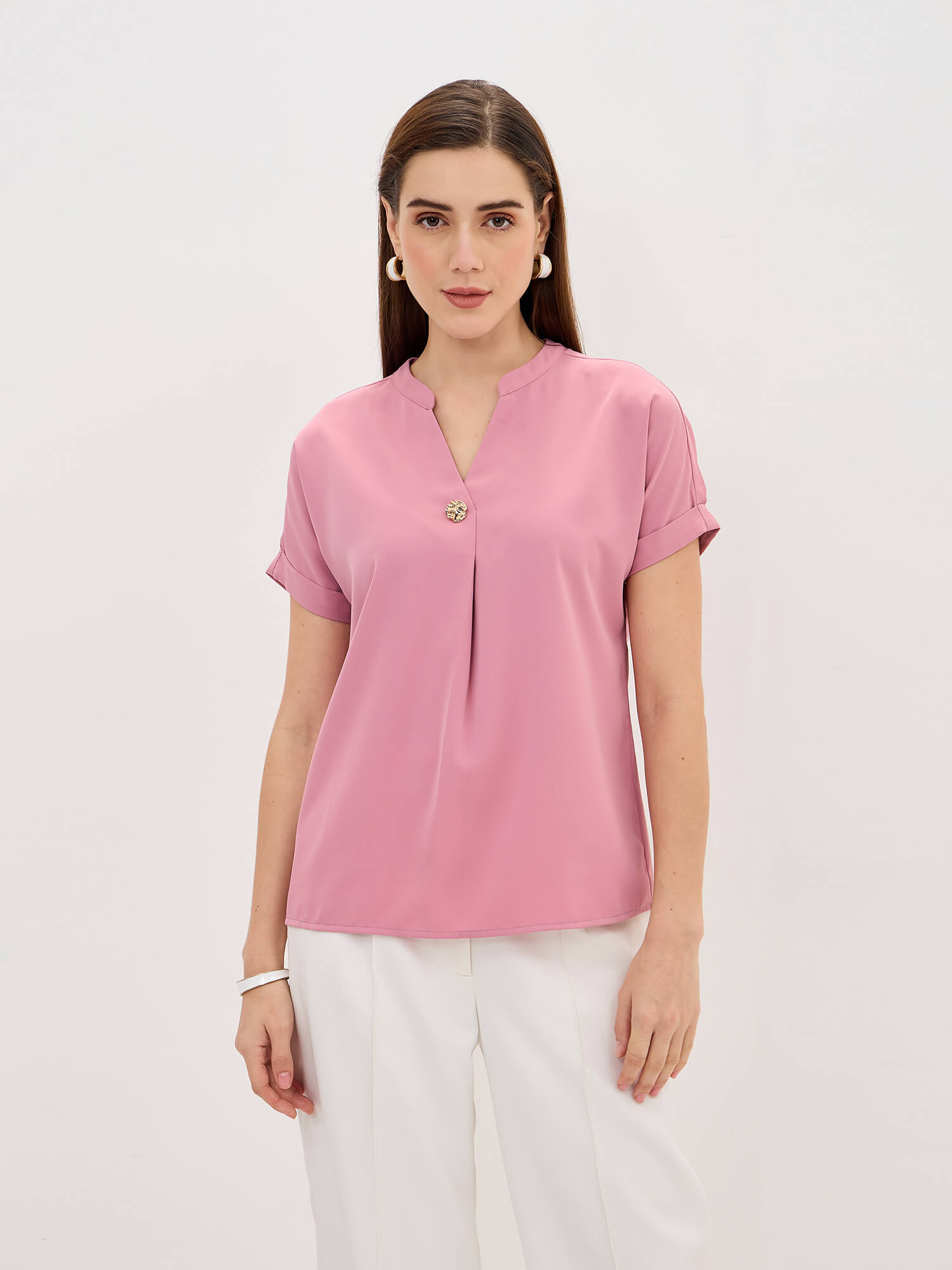 Sandra Drop Shoulder Top-Pink