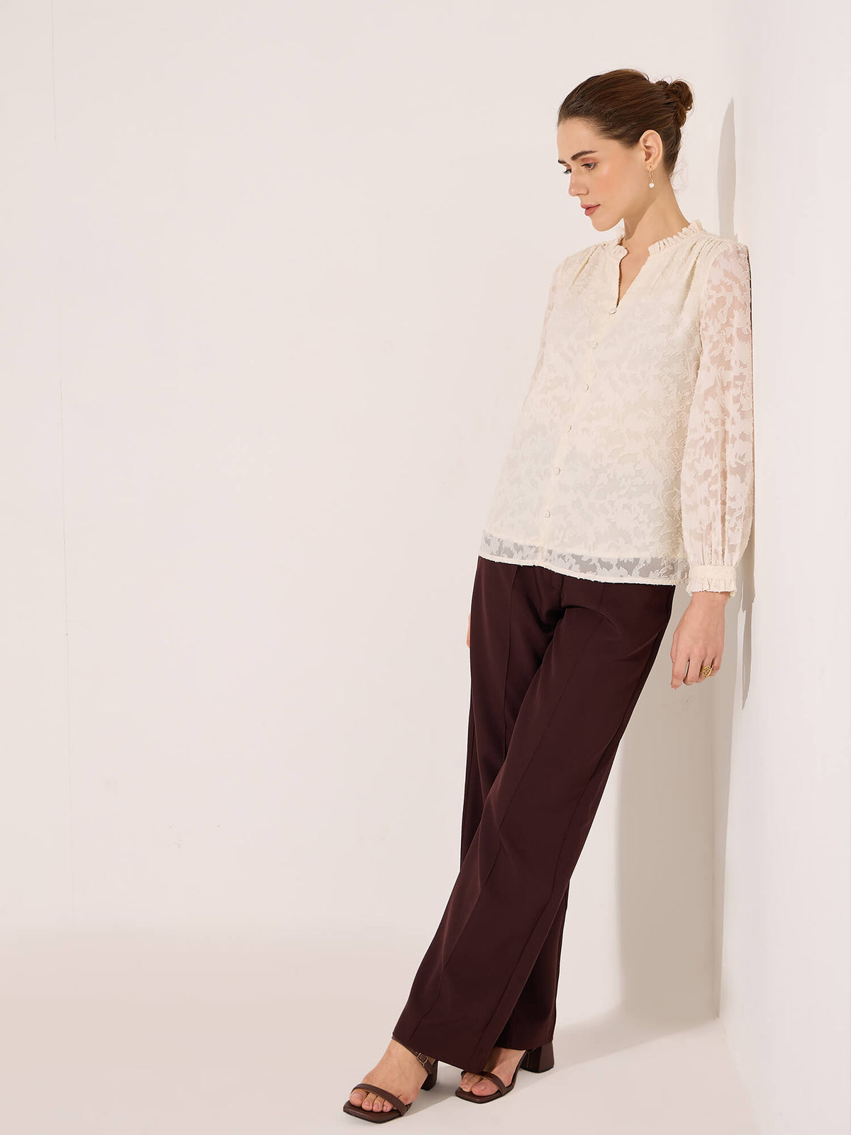 Demna Textured Jacquard Blouse-Ivory