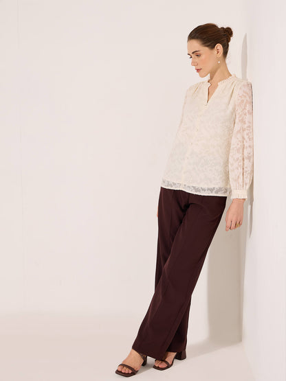 Demna Textured Jacquard Blouse-Ivory