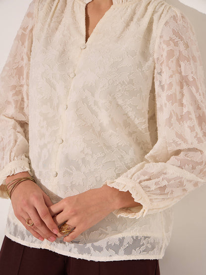Demna Textured Jacquard Blouse-Ivory