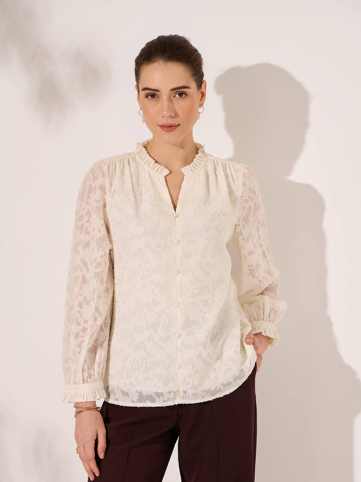 Demna Textured Jacquard Blouse-Ivory