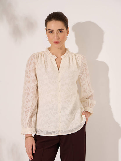 Demna Textured Jacquard Blouse-Ivory