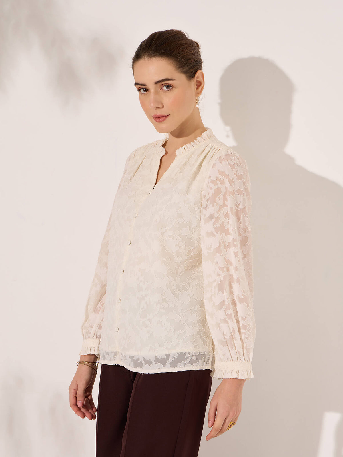 Demna Textured Jacquard Blouse-Ivory