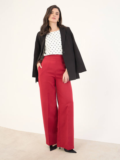 Pearly Boat Neck Print Top -White