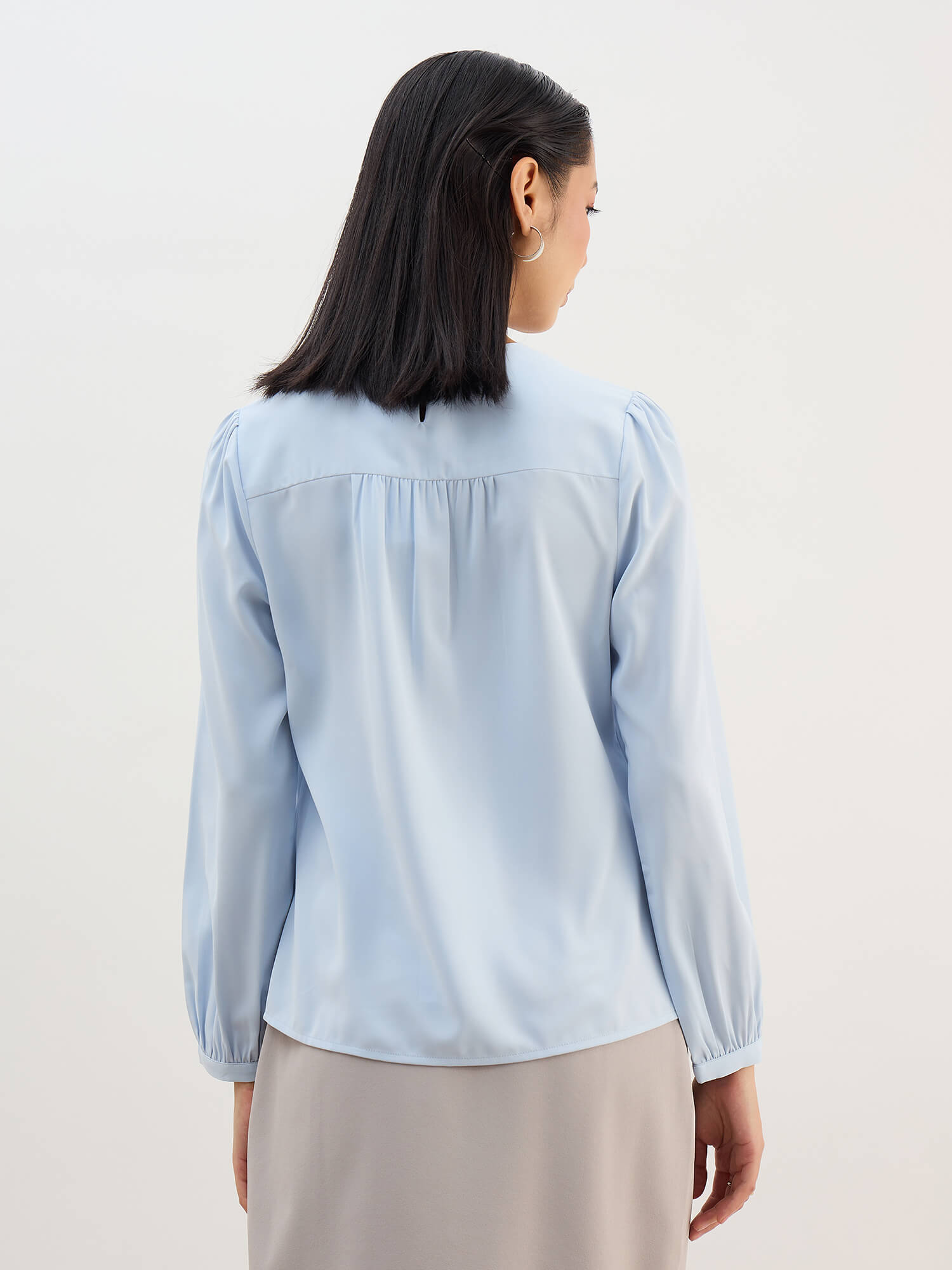 Appletini Gathered Yoke Top-Blue - SALT Attire