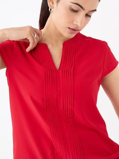 Helix Front Pintuck Detail Top-Red