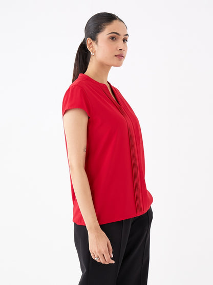 Helix Front Pintuck Detail Top-Red