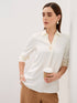 Amora Front Pleat With Metallic Button Top-Ivory