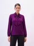 Polly Neck Tie Top-Plum