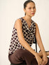 Emma-Weave Print Sleeveless Cowl Neck Printed Top-Chocolate Brown