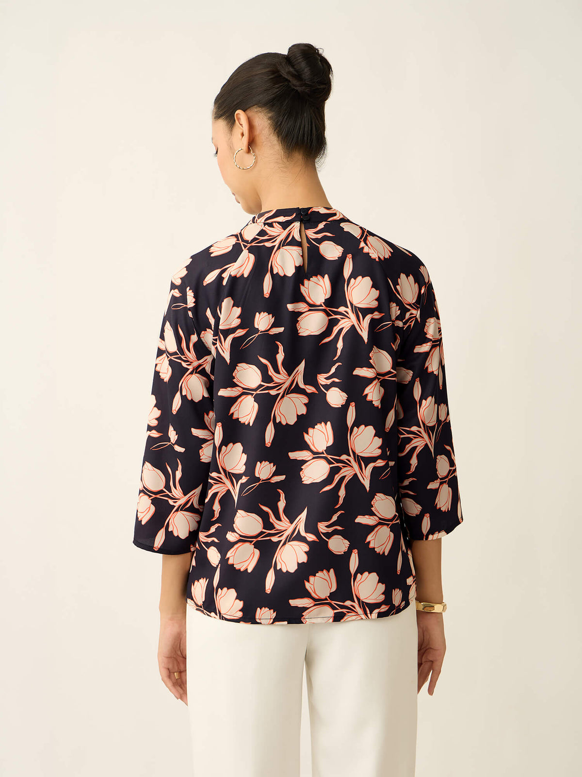 Sahara-Floral Printed Top-Black