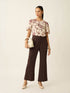 Medley-Floral Print Pleated Neck Printed Top-Cream