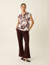 Lilo-Floral Print Cowl Neck Printed Top-White