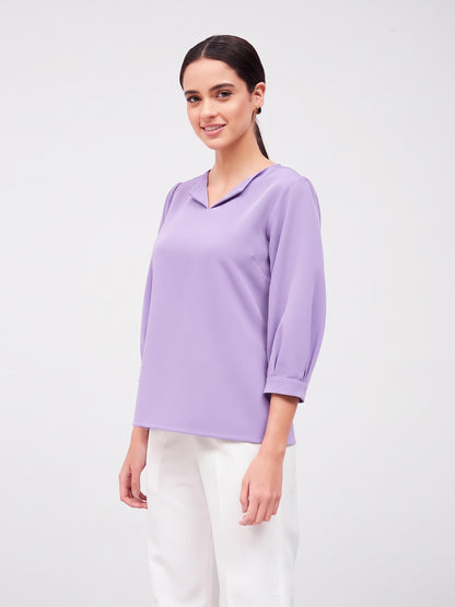 Iridium Puffed Sleeves Top-Lavender
