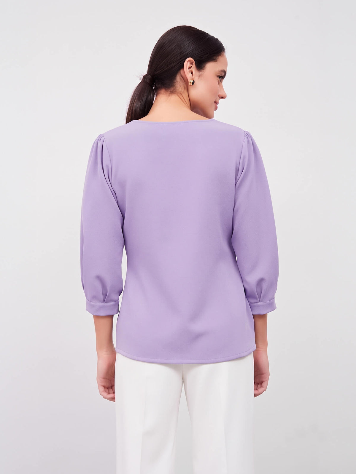 Iridium Puffed Sleeves Top-Lavender