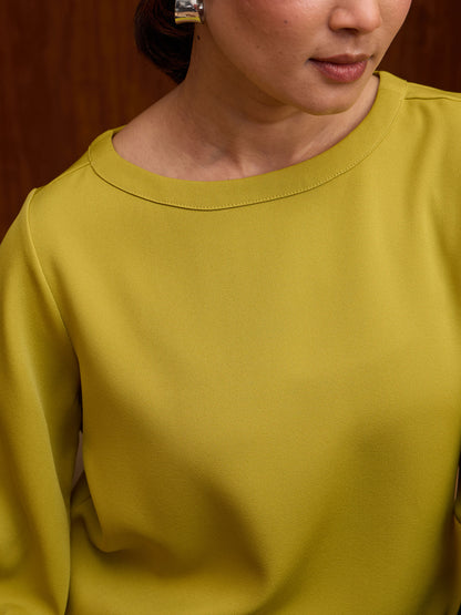 Coconut Lantern Sleeve Top-Chartreuse