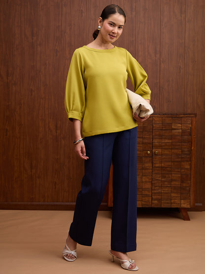 Coconut Lantern Sleeve Top-Chartreuse