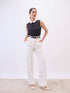 Elodie Contrast Collar Top-Black And White