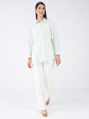 Avocado Oversized Tunic with asymmetric hemline-Mint-Green