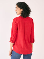 Lush Pintuck Detail Tunic-Red