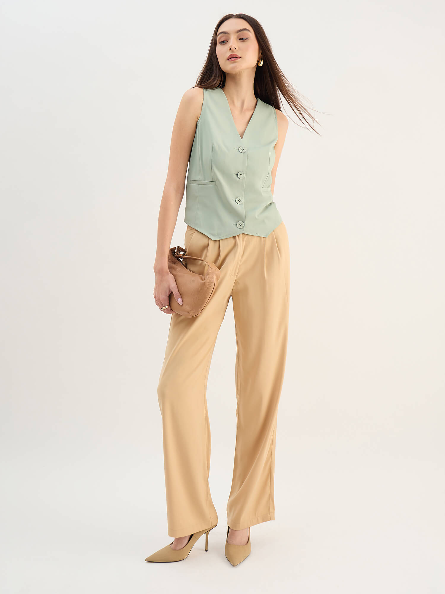 Onara Button-Down Waistcoat-Matcha Green