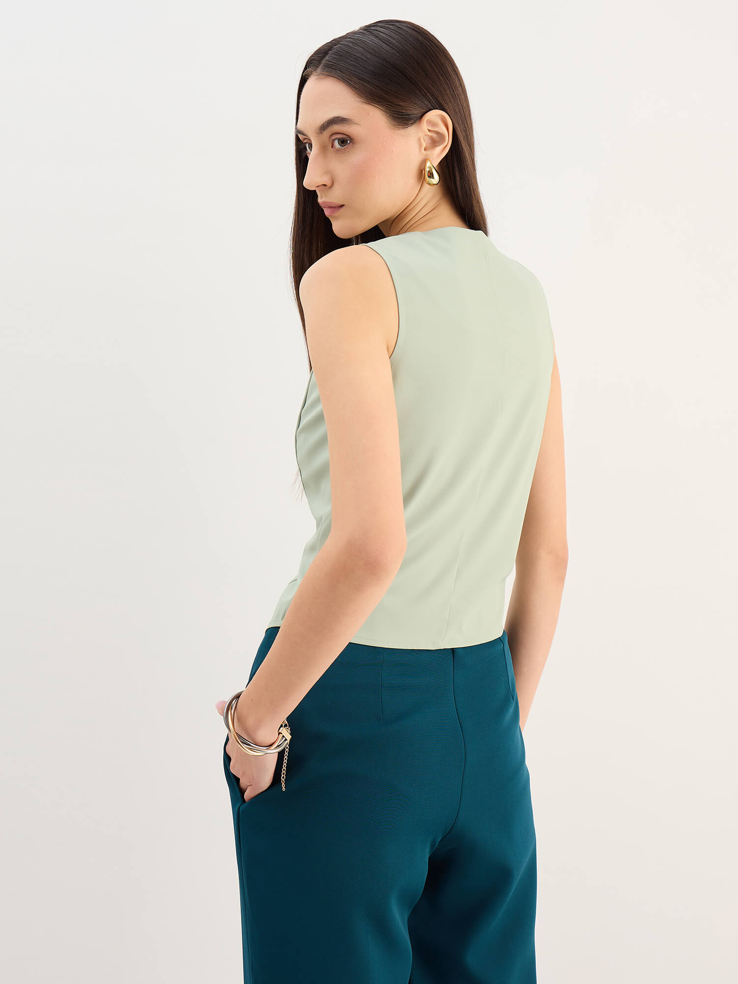 Onara Button-Down Waistcoat-Matcha Green