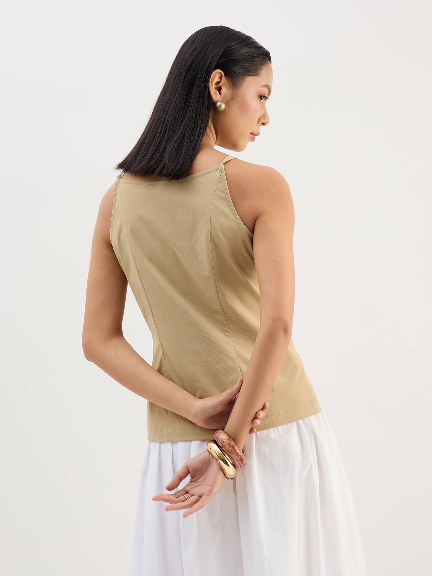Carli Longline Waistcoat-Beige
