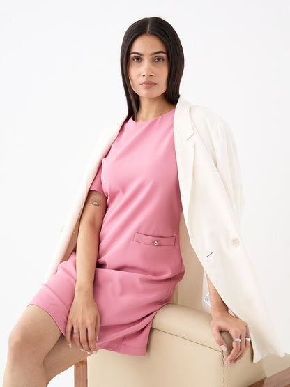 Kiko T Shirt Dress With Pockets-Pink