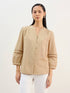 Clara Natch Neck Lace Detail Sleeve Top-Beige