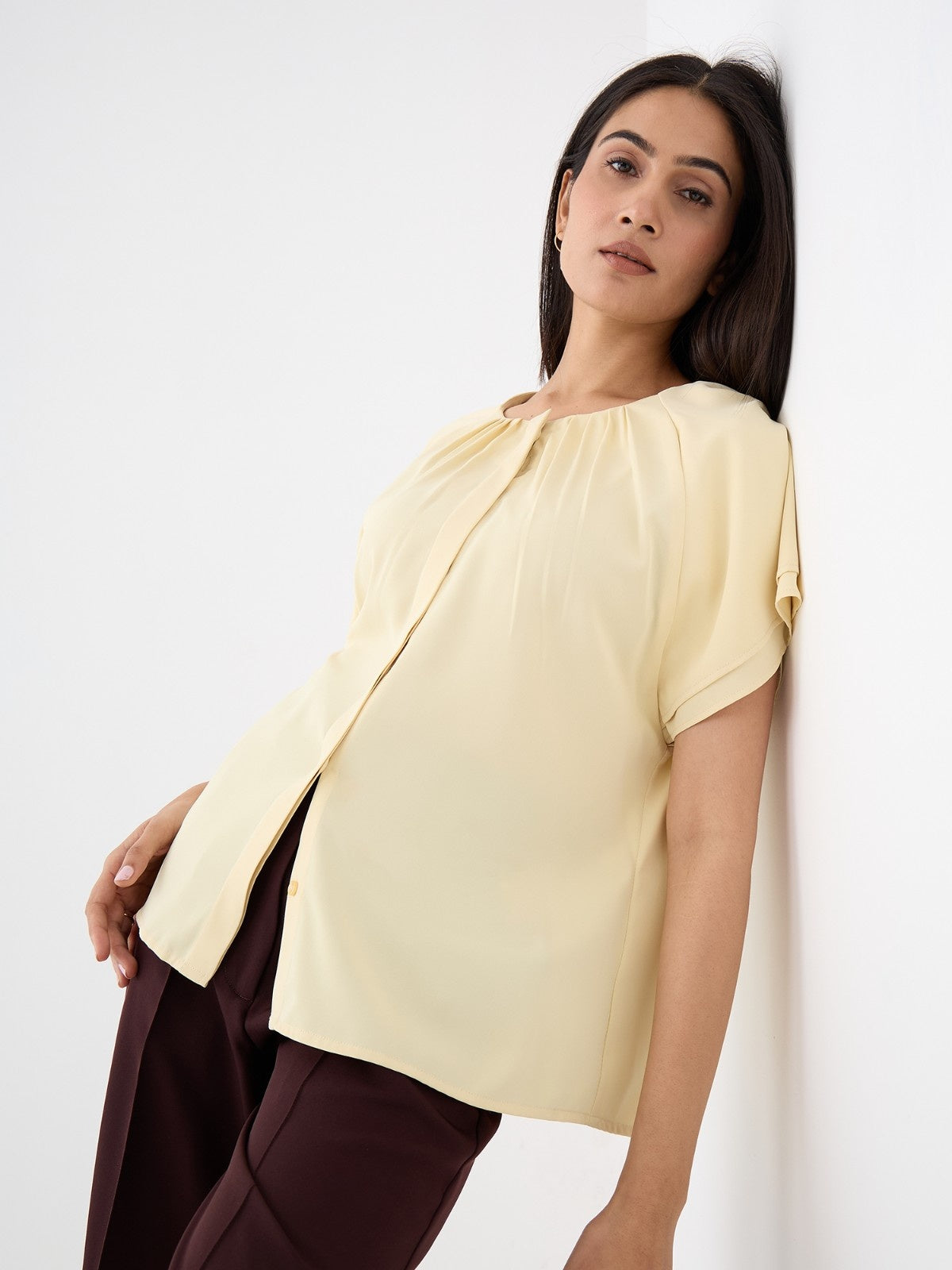 Riviere Double Raglan Sleeve Top-Butter Yellow