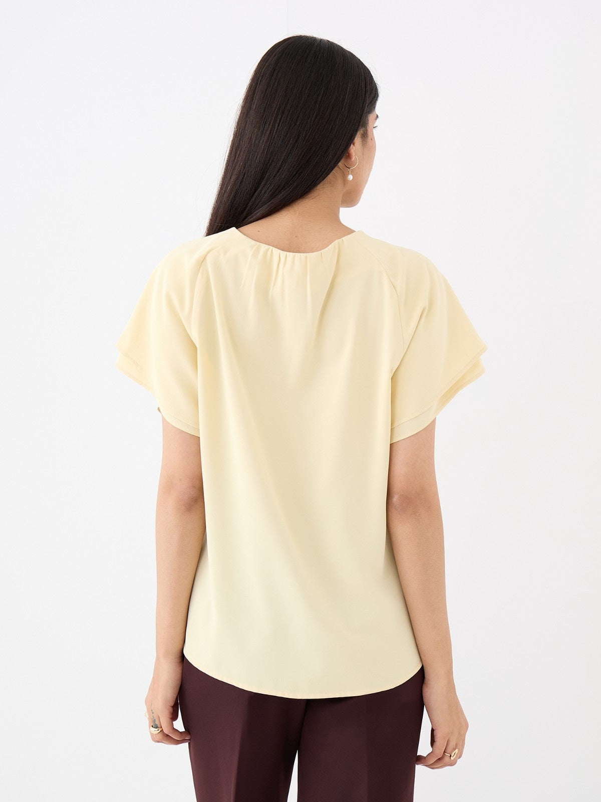 Riviere Double Raglan Sleeve Top-Butter Yellow