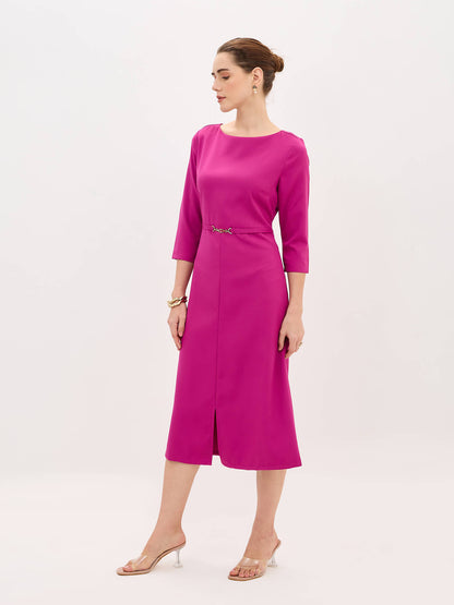 Erica Midi Length Dress-Magenta