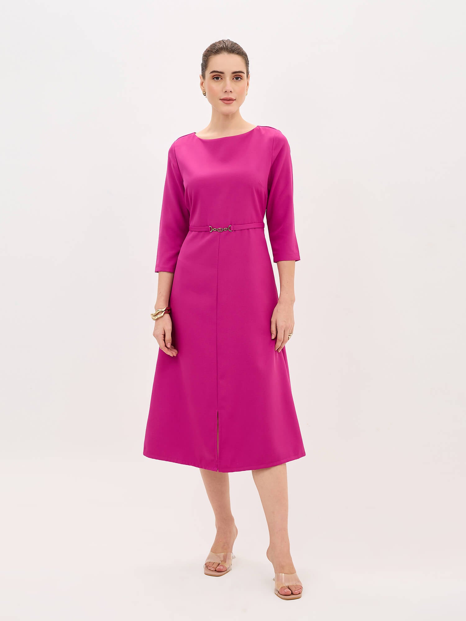 Erica Midi Length Dress-Magenta
