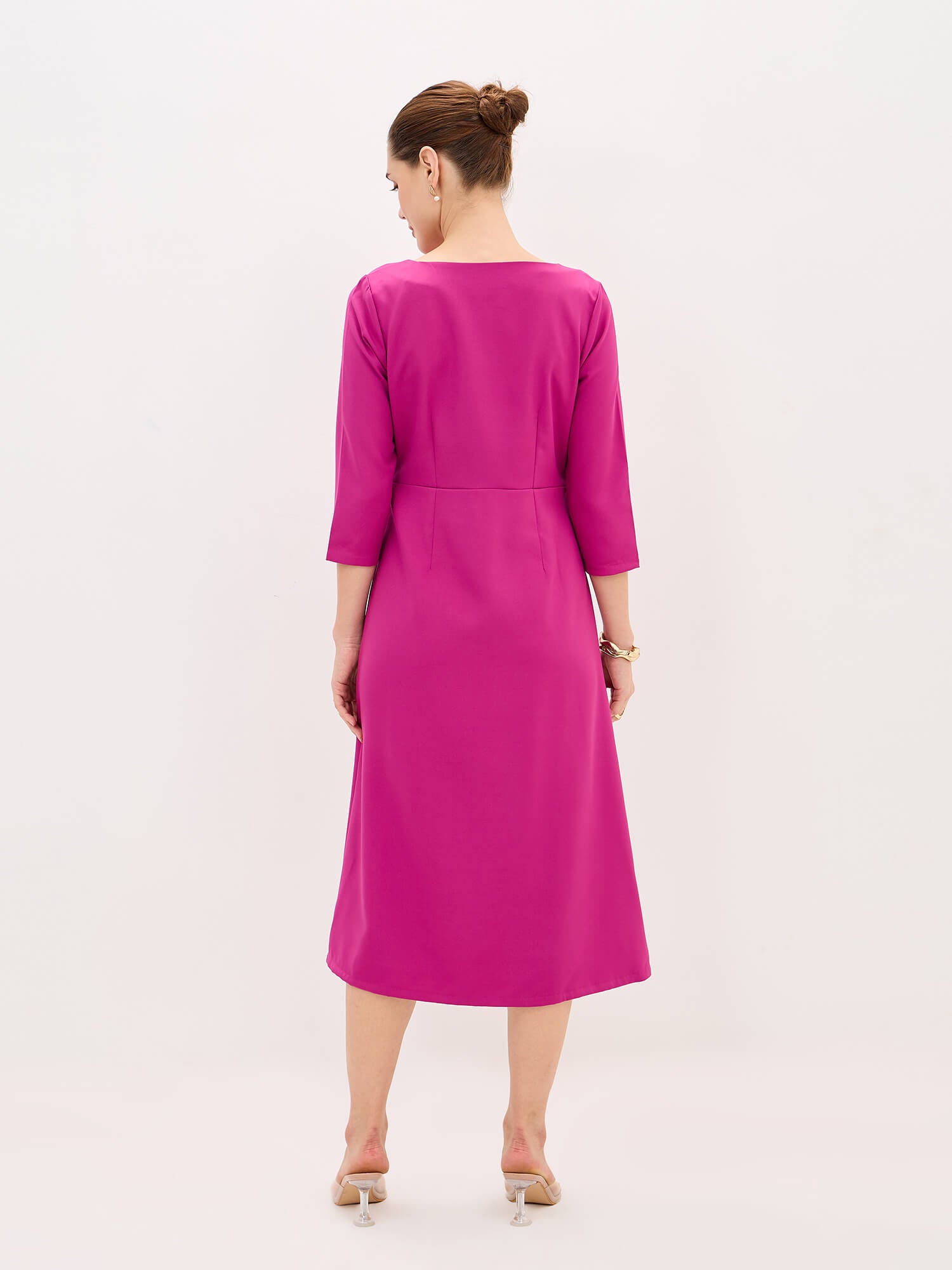 Erica Midi Length Dress-Magenta