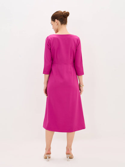 Erica Midi Length Dress-Magenta