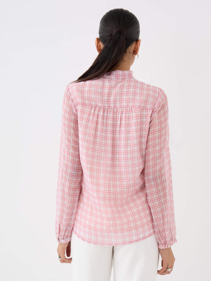 Polly Neck Tie Top-Pink