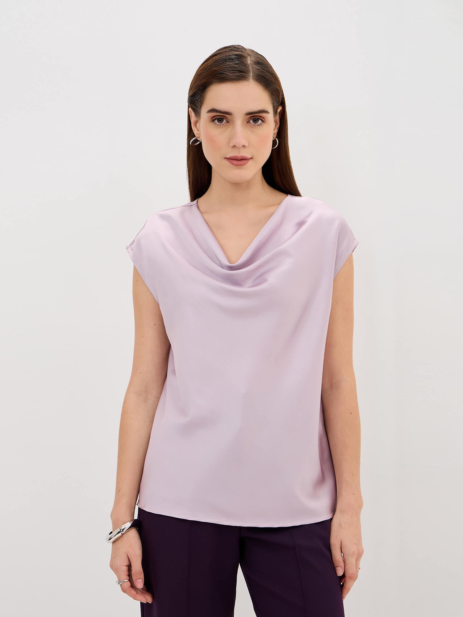 Lilo Cowl Neck Top-Lilac
