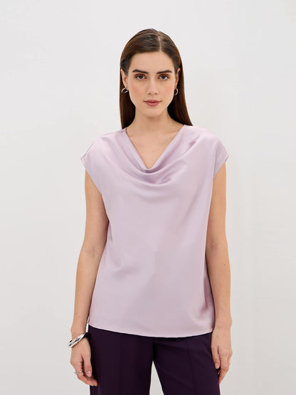 Lilo Cowl Neck Top-Lilac