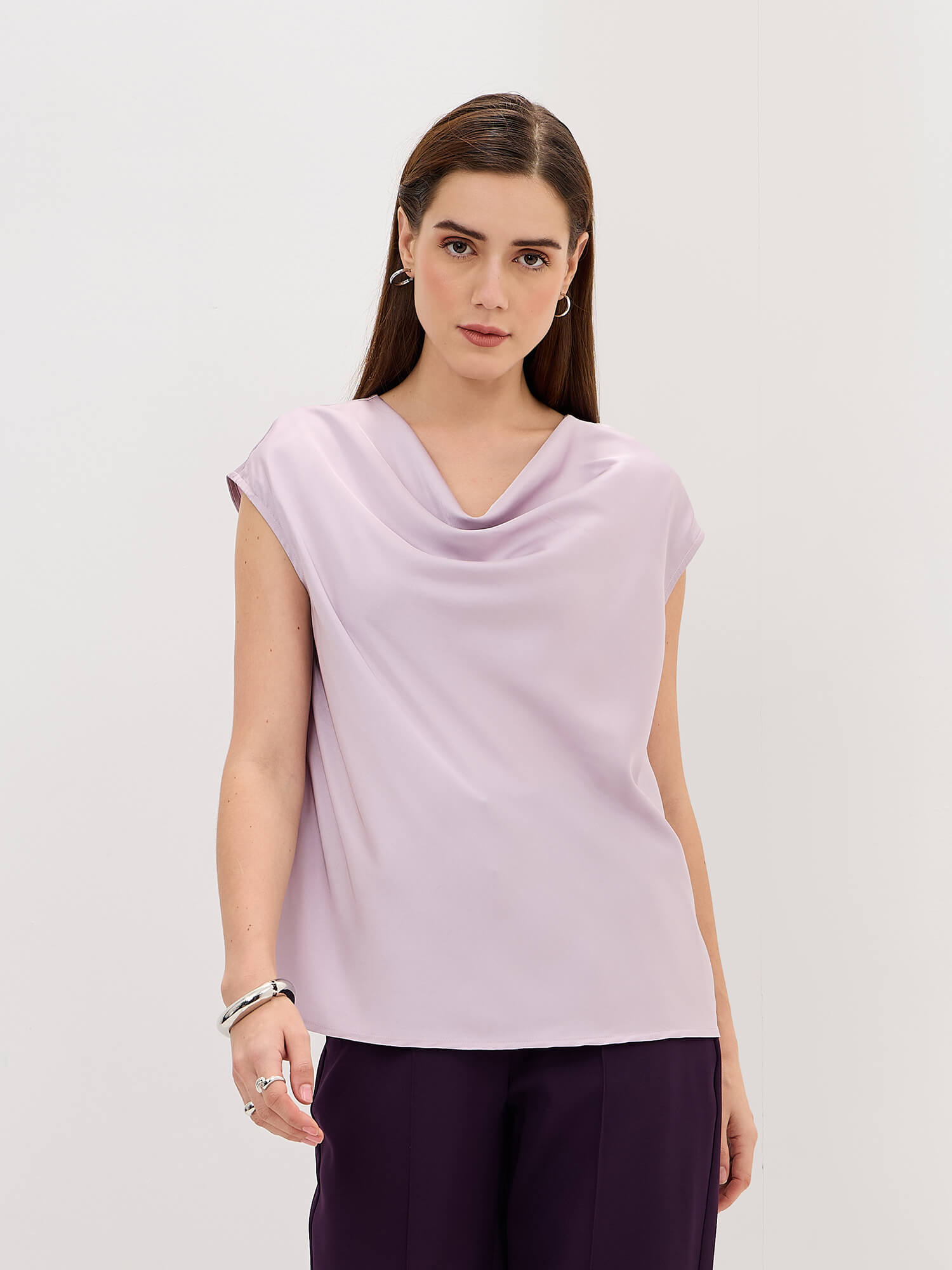 Lilo Cowl Neck Top-Lilac