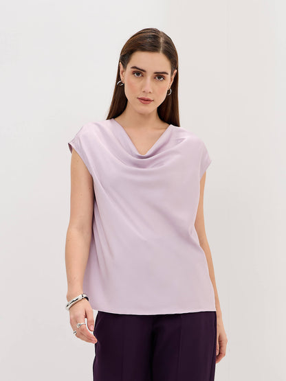 Lilo Cowl Neck Top-Lilac
