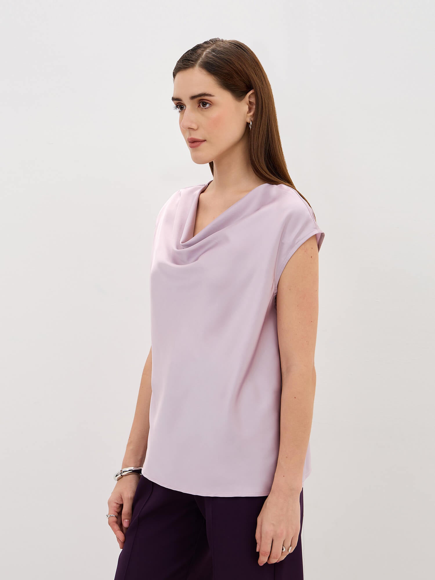 Lilo Cowl Neck Top-Lilac